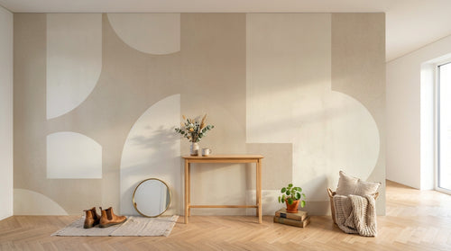 Design F0682 — Papier peint Art Abstrait Bauhaus Beige - Collection 2 — Novomur