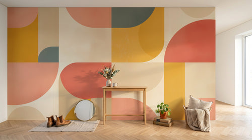Design F0842 — Papier peint Art Abstrait Bauhaus Coloré - Collection 1 — Novomur