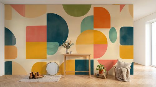Design F0843 — Papier peint Art Abstrait Bauhaus Coloré - Collection 1 — Novomur