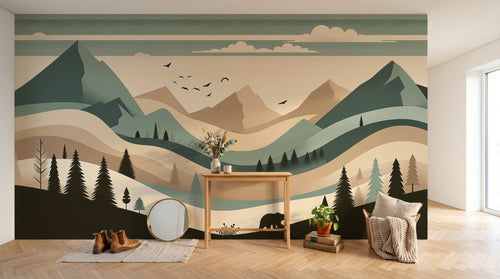 Design F0865 — Papier peint Paysage Montagne Minimaliste - Collection 2 — Novomur