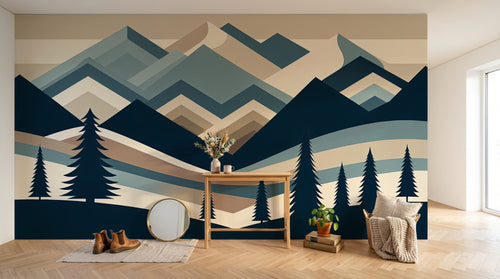 Design F0866 — Papier peint Paysage Montagne Minimaliste - Collection 2 — Novomur