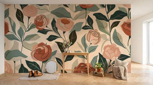 Design F0875 — Papier peint Floral Pivoines et Roses - Collection 2 — Novomur