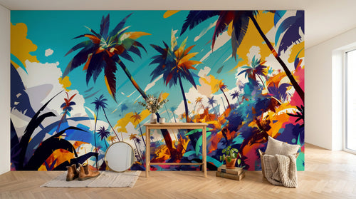 Design F0936 — Papier peint Palmier Tropical Pop Art Vif — Novomur