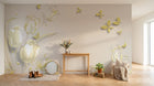 Design FC198 — Papier peint Tulipes dorees papillons fond beige — Novomur