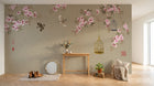 Design FC246 — Papier peint Cerisier en fleurs oiseaux et cage doree — Novomur