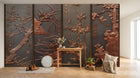 Design L0684 — Papier peint Quatre nobles plantes relief cuivre — Novomur