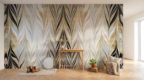 Design SD0157 — Papier peint Marbre Noir et Or Luxe - Collection 2 — Novomur