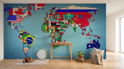 Design SD0368 — Papier peint Carte du Monde — Novomur