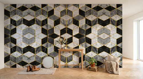 Design SD0409 — Papier peint Marbre Noir et Or Luxe - Collection 1 — Novomur