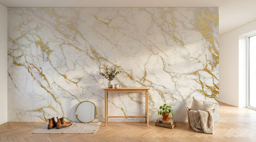 Design SK0136 — Papier peint Marbre Blanc Classique - Collection 2 — Novomur