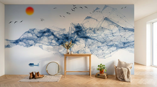 Design SK0162 — Papier peint Asie Encre Bleue — Novomur