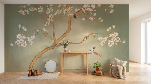 Design SK0166 — Papier peint Magnolia & Oiseaux — Novomur