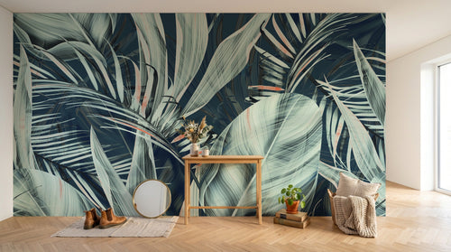 Design SK0176 — Papier peint Palmier Tropical Vert - Collection 2 — Novomur