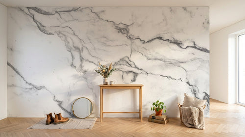 Design SK0271 — Papier peint Marbre Blanc Classique - Collection 2 — Novomur