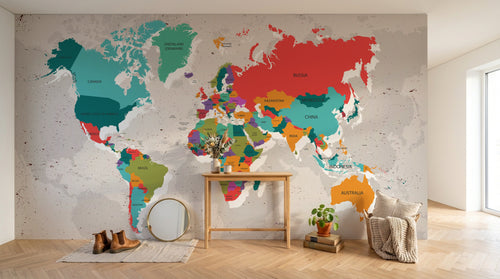 Design SK0450 — Papier peint Carte du Monde — Novomur