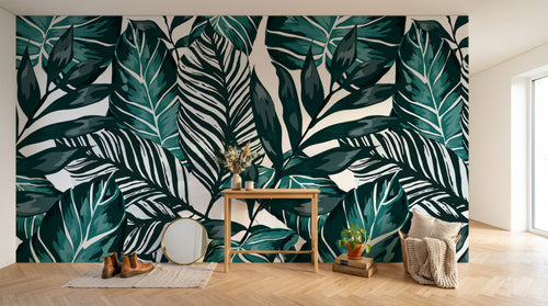Design SK0671 — Papier peint Palmier Tropical Vert - Collection 2 — Novomur