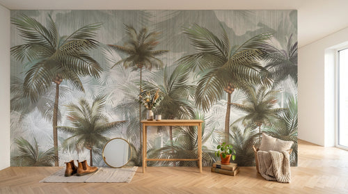 Design SK0694 — Papier peint Palmier Tropical Vintage Sépia — Novomur