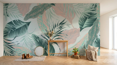 Design SK0817 — Papier peint Palmier Tropical Vert - Collection 2 — Novomur