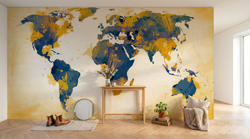 Design SK0872 — Papier peint Carte du Monde — Novomur
