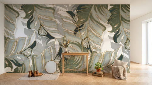 Design SK0995 — Papier peint Palmier Tropical Doré Luxe - Collection 1 — Novomur