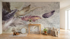 Design SL0005 — Papier peint Plumes variees fond gris texture — Novomur
