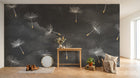 Design SL0115 — Papier peint Pissenlits aigrettes fond gris fonce — Novomur