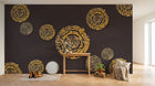 Design SL0142 — Papier peint Medaillons dores dragons fond marron — Novomur