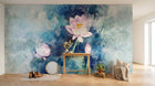 Design SL0187 — Papier peint Lotus aquarelle splash bleu vert — Novomur