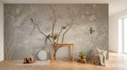 Design SL0199 — Papier peint Arbre oiseaux exotiques chinoiserie beige — Novomur
