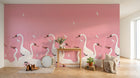 Design SL0211 — Papier peint Grues blanches fond rose pastel — Novomur