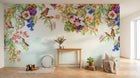 Design SL0226 — Papier peint Cascade fleurs colorees colibris exotiques — Novomur