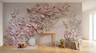 Design SL0238 — Papier peint Roses ruban relief 3D rose pale — Novomur