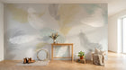Design SL0398 — Papier peint Plumes multicolores fond gris pale — Novomur