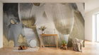 Design SL0460 — Papier peint Plumes blanches dorees nacrees gros plan — Novomur