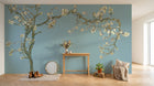 Design SL0498 — Papier peint Amandier fleurs blanches Van Gogh fond bleu — Novomur