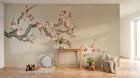 Design SL0503 — Papier peint Prunier rose pale fond beige epure — Novomur