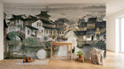 Design SL0506 — Papier peint Village chinois lac maisons toits noirs — Novomur