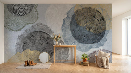 Design SL0520 — Papier peint Anneaux arbres concentriques colores — Novomur