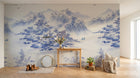 Design SL0725 — Papier peint Paysage porcelaine bleu blanc montagnes — Novomur