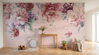 Design SL0838 — Papier peint Pivoines pourpres roses fond rose — Novomur