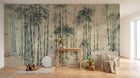 Design ZX0147 — Papier peint Foret bambous oiseaux fond beige chinois — Novomur