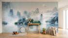 Design ZX0254 — Papier peint Paysage karstique vert lac voiliers — Novomur