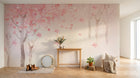 Design ZX0567 — Papier peint Cerisier rose foret vintage pastel — Novomur