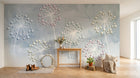 Design ZX0657 — Papier peint Pissenlits boules pastel fond bleu — Novomur