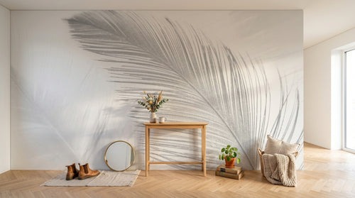 Design ZX0674 — Papier peint Plumes blanches gros plan minimaliste — Novomur