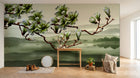 Design ZX0743 — Papier peint Magnolia vert paysage brumeux lac — Novomur