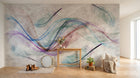 Design ZX0776 — Papier peint Plumes vagues multicolores beige aerien — Novomur