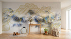Design ZX0778 — Papier peint Montagnes lignes dorees grues abstrait — Novomur