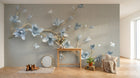 Design ZX0779 — Papier peint Magnolias bleus relief or beige — Novomur