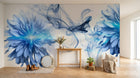 Design ZX0796 — Papier peint Fleurs bleues fumee tourbillon abstrait — Novomur